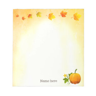 Bloc-note Citrouille de Thanksgiving et feuilles d'automne
