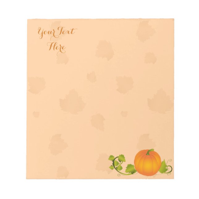 Bloc-note Citrouille de vigne d'automne avec texte personnal (Devant)