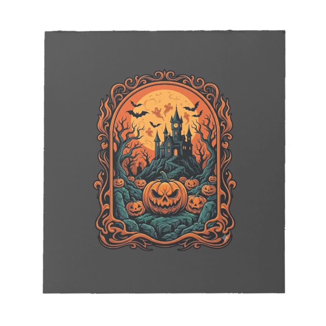 Bloc-note Citrouille d'Halloween Maison Hantée Pleine Lune C (Devant)