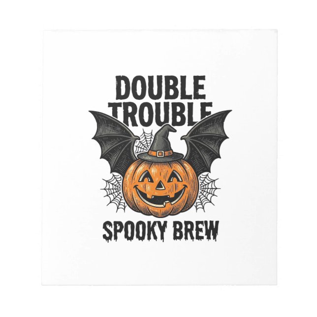 Bloc-note Citrouille d'Halloween Sorcière Double Trouble Vin (Devant)