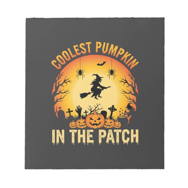 Bloc-note Citrouille la plus cool d'Halloween dans le patch  (Devant)