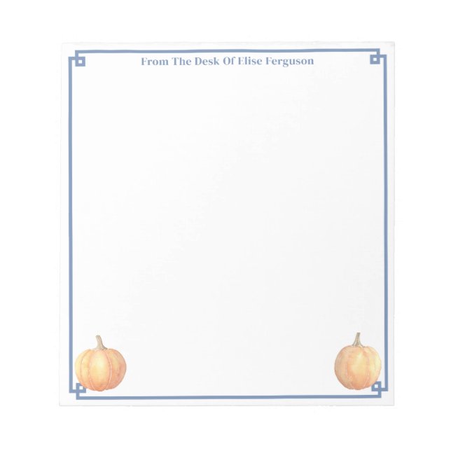 Bloc-note Citrouille orange de automne intemporel | Une note (Devant)