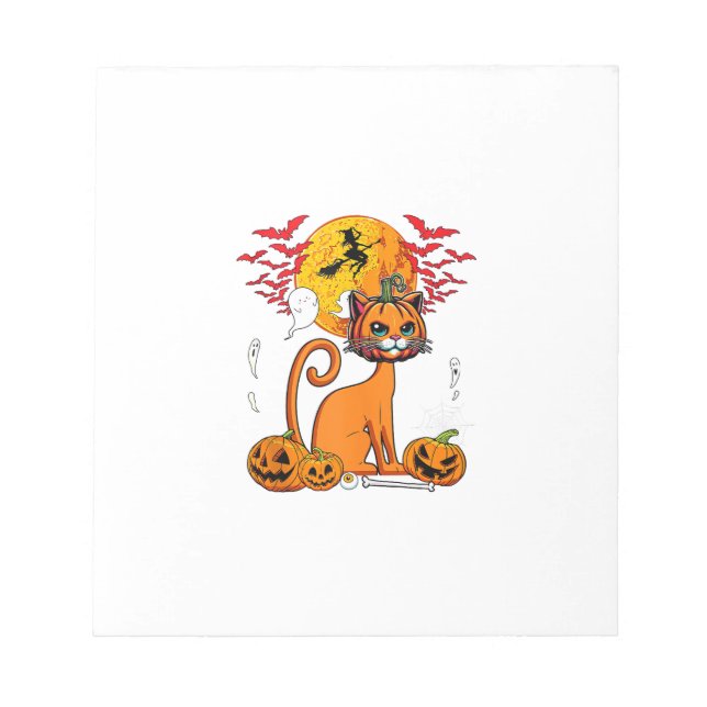Bloc-note Citrouille Sculptee Chat Tete Horreur Halloween Pr (Devant)