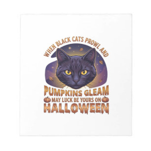 Bloc-note Citrouilles Brillent Halloween Chat Noir Feuilles