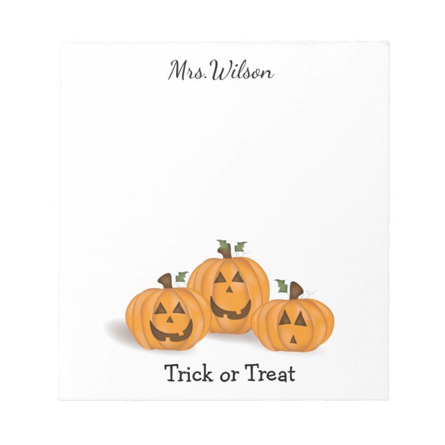 Bloc-note Citrouilles Jack O Lanterns heureuses et souriante (Devant)