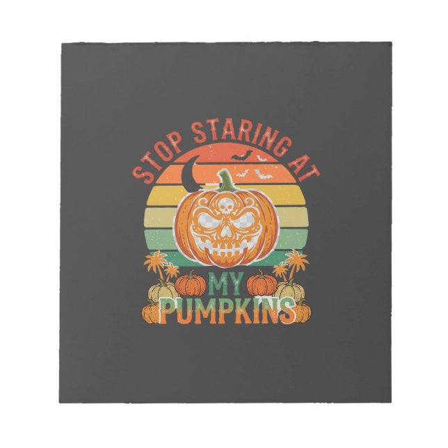 Bloc-note Citrouilles Regard Fixe Halloween Crâne Rétro Couc (Devant)