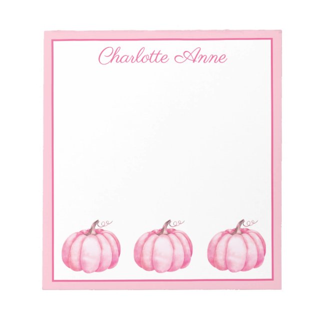 Bloc-note Citrouilles roses mignonnes personnalisées (Devant)