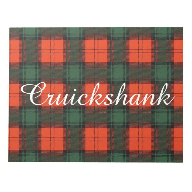 Bloc-note Clan de char de croisière tartan de kilt écossais (Devant)