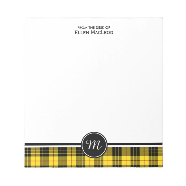 Bloc-note Clan MacLeod Tartan Monogramme (Devant)