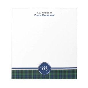 Bloc-note Clan Stewart chassant le monogramme de tartan