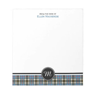 Bloc-note Clan Thompson Robe bleue Tartan Monogramme