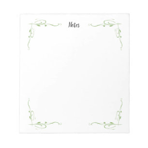 Bloc-note Classic Green Vines Corner Boarder Outline Bloc-no