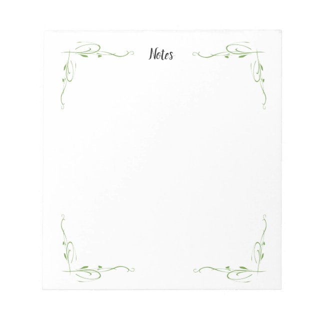 Bloc-note Classic Green Vines Corner Boarder Outline Bloc-no (Devant)