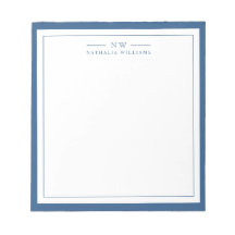Classic Navy Blue Two Border Monogram Lined