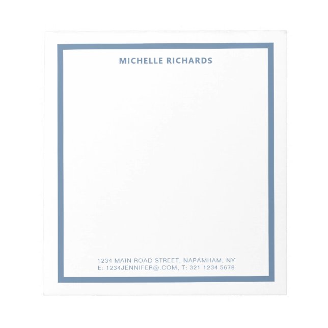 Bloc-note Classic Professional Dusty Blue Border Stationery (Devant)