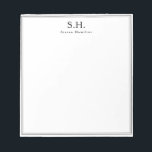 Bloc-note Classic Simple Noir Nom Monogramme Minimaliste Chi<br><div class="desc">Classic Simple Noir Nom Monogramme Minimaliste Chic Note Card</div>