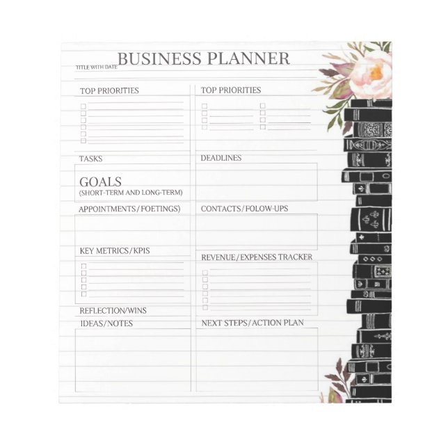 Bloc-note Classic White and Black business planner  Notepad (Devant)