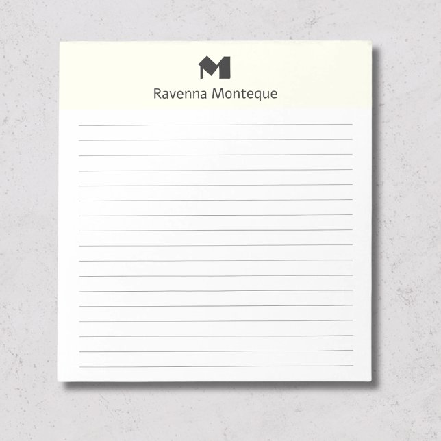 Bloc-note Classique en ivoire avec monogramme personnalisé e (Créateur téléchargé)