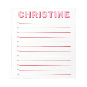 Bloc-note Classique Moderne Mignon Rose Typographique Enseig