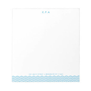 Bloc-note Classique Simple Formel Bleu 3 Monogramme Vague Bo