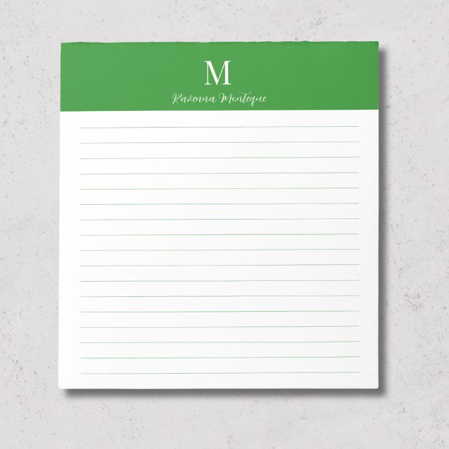 Bloc-note Classique vert forêt personnalisé avec monogramme  (Créateur téléchargé)