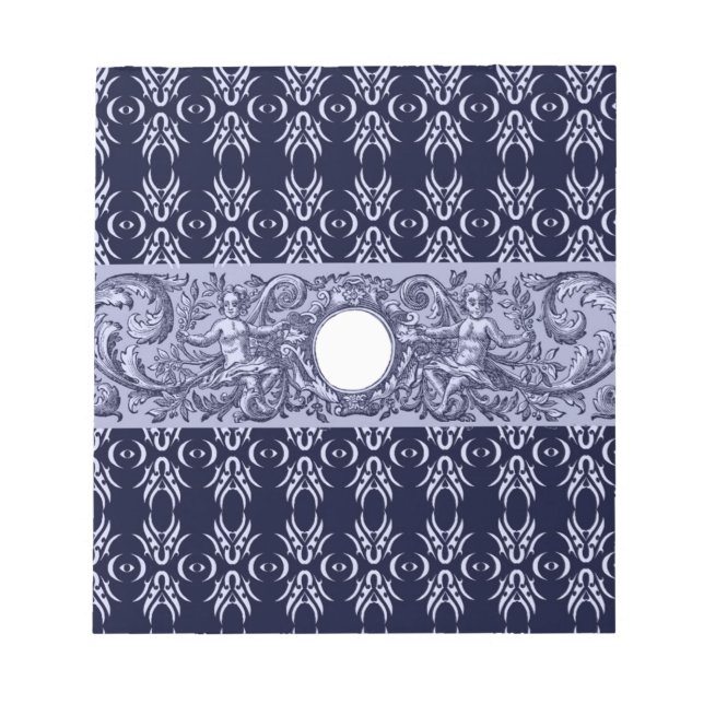 Bloc-note Classy Blue Baroque Motif par LeahG - cherubs (Devant)