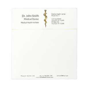 Bloc-note Classy Médicale de l'Asclepius Gold sur blanc