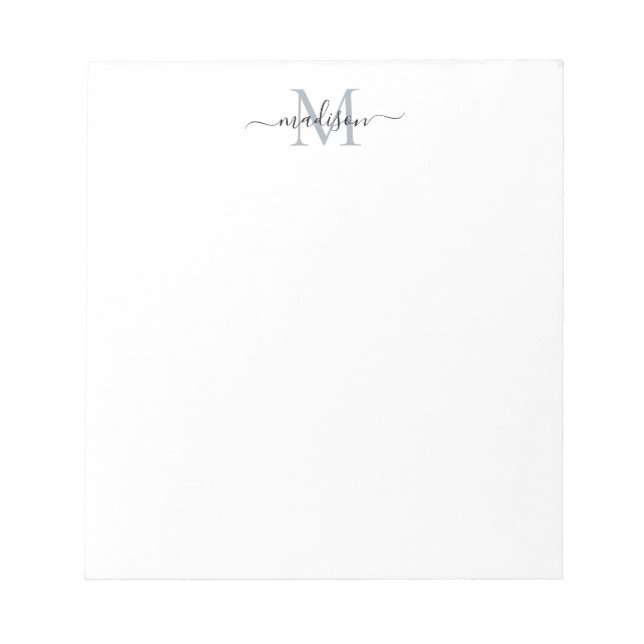 Bloc-note Classy Moderne Script Monogramme gris noir (Devant)