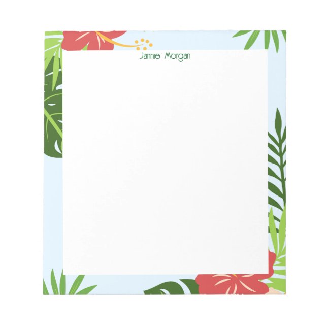 Bloc-note Clean Stylish Modern Floral Personalized Name (Devant)