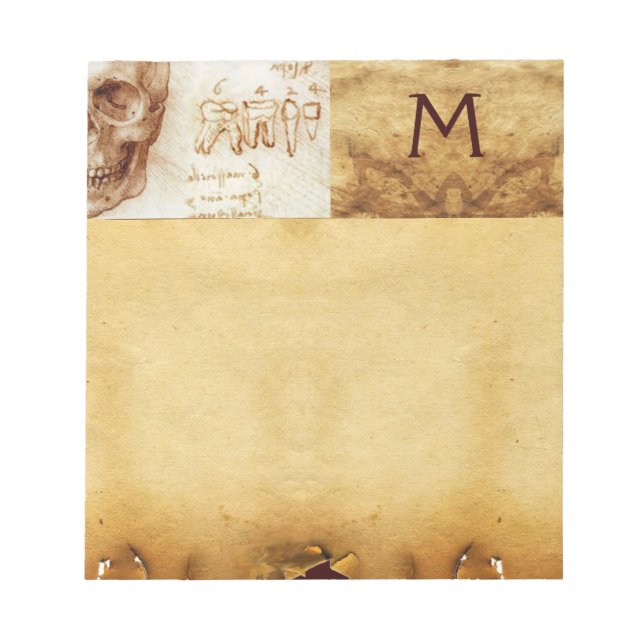 Bloc-note CLINIQUE DENTAIRE, MONOGRAMME DENTISTE, Parchemin  (Devant)