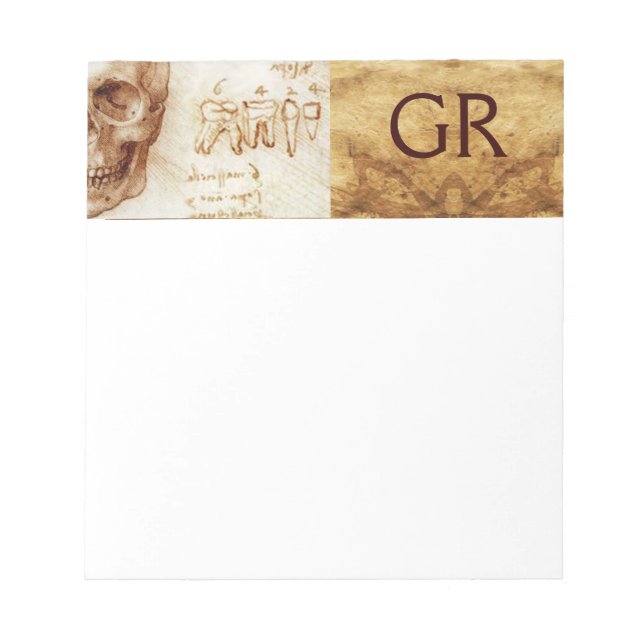 Bloc-note CLINIQUE DENTAIRE, MONOGRAMME DENTISTE, Parchemin  (Devant)
