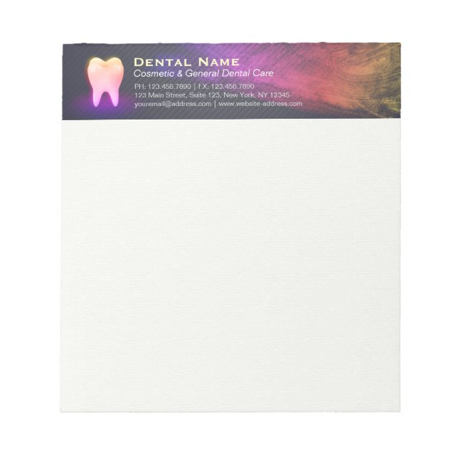 Bloc-note Clinique dentaire professionnelle Rose Gold Tooth (Devant)