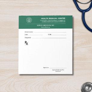 Bloc-note Clinique Médicale Ordonnance du Médecin Vert