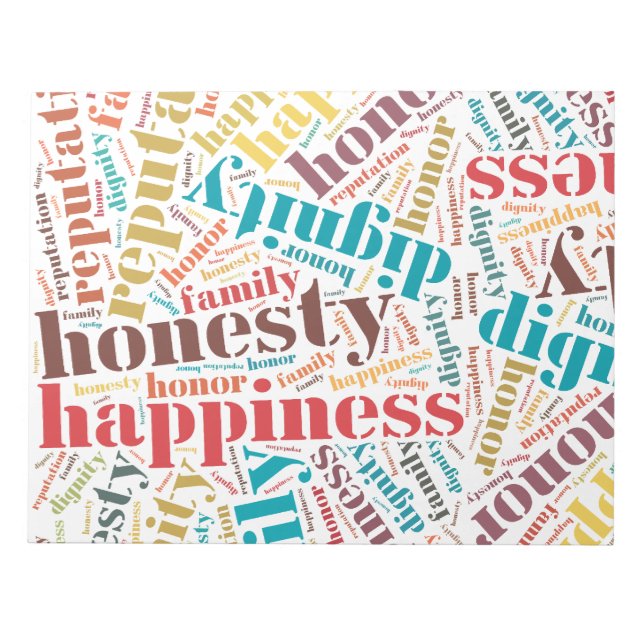 Bloc-note Cloud de mots positifs (Devant)