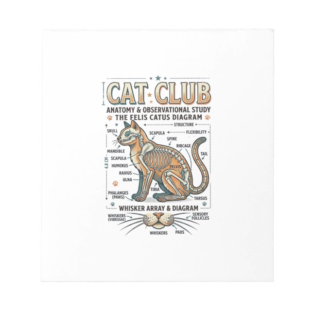 Bloc-note Club Chat Anatomie du Chat Diagramme Scientifique  (Devant)