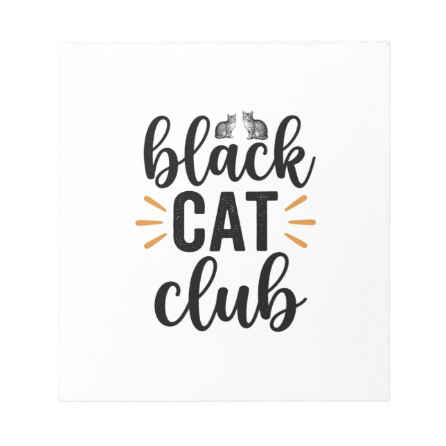 Bloc-note Club Chat Noir Design Vector Amateur de Chat Vinta (Devant)