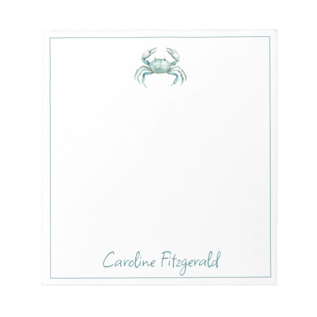 Bloc-note Coastal Watercolor Crab Personalized (Devant)