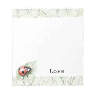 Bloc-note Coccinelle sur l'amour de feuille
