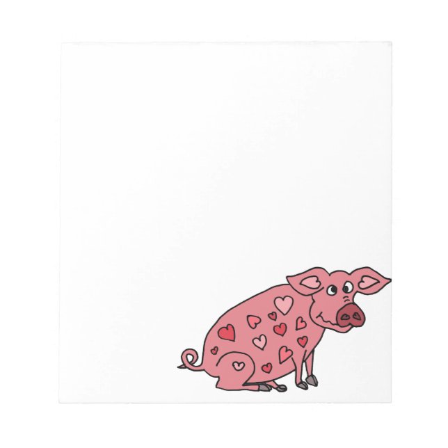 Bloc-note Cochon amusant avec le design des coeurs (Devant)