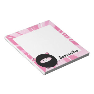 Bloc-note Cochon de Ninja personnalisé en rose