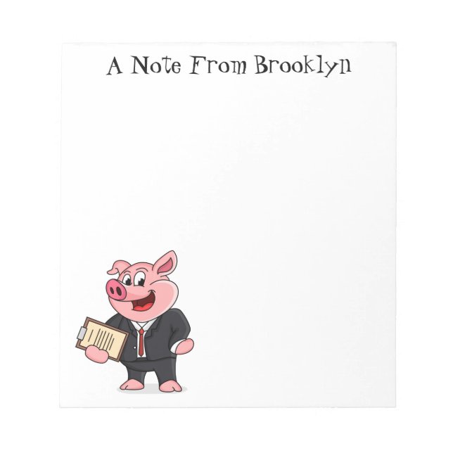 Bloc-note Cochon drôle en costume de businessman dessin anim (Devant)