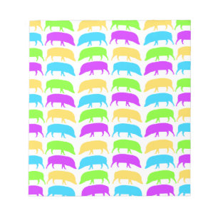 Bloc-note Cochons multicolores jaune vert pourpre bleu Notep