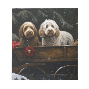 Bloc-note Cockapoo Traîneau enneigé Décor de Noël   