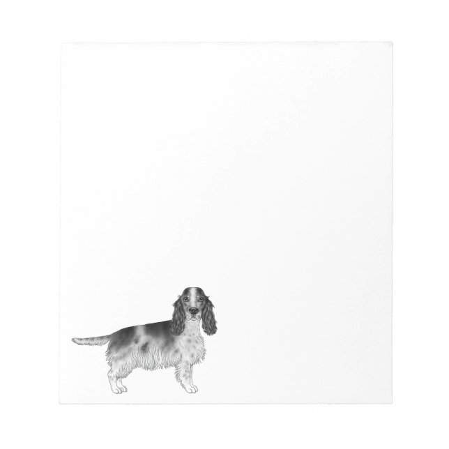 Bloc-note Cocker Spaniel anglais dessiné en noir et blanc (Devant)