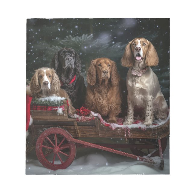 Bloc-note Cocker Spaniel Traîneau enneigé Décor de Noël  (Devant)
