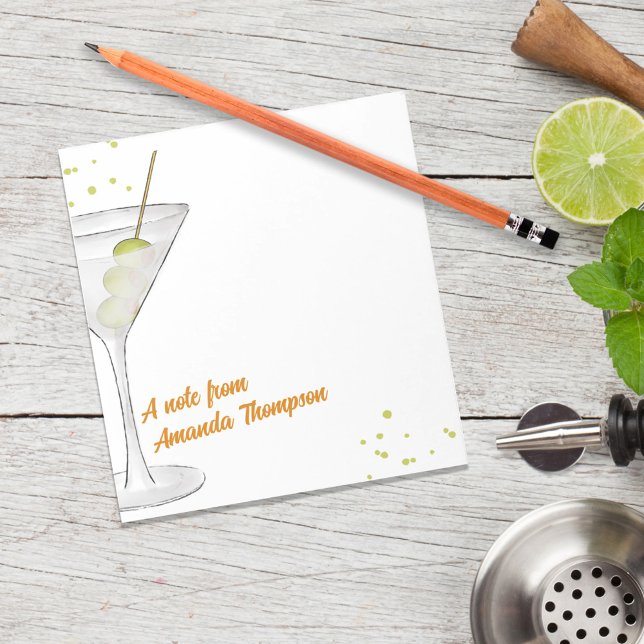 Bloc-note Cocktails Martini Mignons Personnalisés Aquarelle (Custom watercolor martini cocktail drinks custom notepad)