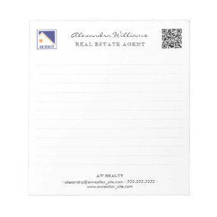Bloc-note Code QR minimal personnalisé pour logo d'agent imm