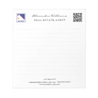 Bloc-note Code QR minimal personnalisé pour logo d'agent imm