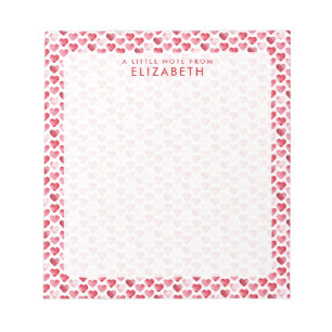 Bloc-note Cœur aquarelle rouge et rose