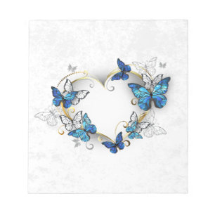 Bloc-note Coeur bijoux avec papillons Morpho